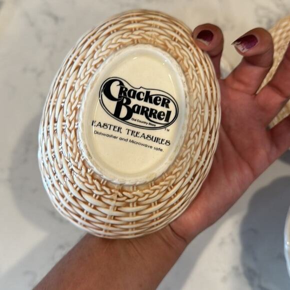 Cracker Barrel Easter Treasures Ceramic Plate & Bowl 2 Sets rabbit Flowers - Picture 3 of 8